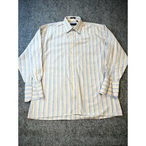 VTG Versa Mens Cotton Dress Shirt Size 16 32 33 L Striped Casual Adult Classic